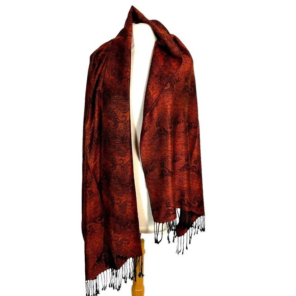 Pashmina Cashmere Paisley Scarf Shawl Wrap Stole Silk and Cashmere soft - Picture 1 of 12
